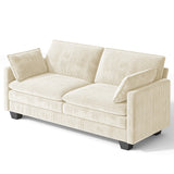 Sofa Loveseat, Couches for Living Room, Double Layer Cushion Cloud Couch with Deep Seat & 2 Armrest Pillows for Bedroom Apartment Office, Corduroy Fabric, Beige