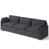 Cloud Sofa, 110" Couches for Living Room, 3 Seaters Comfy Couch with Double Layer Cushion & Deep Seat for House Apartment Office, Corduroy Fabric, Gray