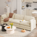 Lofka 110.2Cloud Sofa，Modular Sectional Sofa with 5 Pillows, Modern 4-Seat Couch for living room,Beige