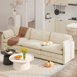 110’’ Sectional Couches for Living Room, Noelse Cloud Sectional Sleeper Sofa with Deep Seats, 3 Seater Sofa Couches with Removable Washable Fabric for Living Room Bedroom and Apartment, Beige