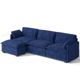 Asofer Sectional Couches for Living Room, L-Shaped Sofa Couch with Comfy Chenille, 3 Seat Sofa Set with Chaise for Apartment (Fabric, Blue)