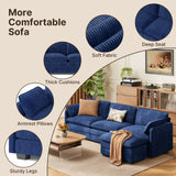 Asofer Sectional Couches for Living Room, L-Shaped Sofa Couch with Comfy Chenille, 3 Seat Sofa Set with Chaise for Apartment (Fabric, Blue)