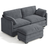 74.8" Sectional Sofa With Washable Cover, Comfy 2 Seater L-Shaped Corduroy Fabric Couch with Reversible Ottoman & Deep Seat for Apartment,Dark Gray
