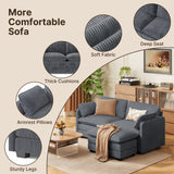 74.8" Sectional Sofa With Washable Cover, Comfy 2 Seater L-Shaped Corduroy Fabric Couch with Reversible Ottoman & Deep Seat for Apartment,Dark Gray