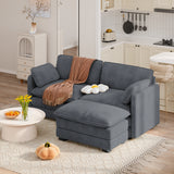 Asofer 74.8" Modular Sectional Sofa With Washable Cover, Comfy LoveSeat L-Shaped Corduroy Couch with Removable Ottoman & Deep Seat for Apartmetnt