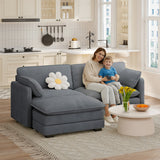 Asofer 74.8" Modular Sectional Sofa With Washable Cover, Comfy LoveSeat L-Shaped Corduroy Couch with Removable Ottoman & Deep Seat for Apartmetnt