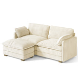 Asofer Modern Corduroy Cloud Couch, Oversized Deep Seat Sofa with Pillow, Upholstered Couches for Living Room Bedroom,Beige