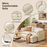 Asofer Modern Corduroy Cloud Couch, Oversized Deep Seat Sofa with Pillow, Upholstered Couches for Living Room Bedroom,Beige