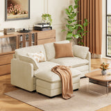 Asofer Modern Corduroy Cloud Couch, Oversized Deep Seat Sofa with Pillow, Upholstered Couches for Living Room Bedroom,Beige