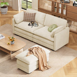 Asofer Modern Corduroy Cloud Couch, Oversized Deep Seat Sofa with Pillow, Upholstered Couches for Living Room Bedroom,Beige