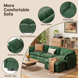 110" Convertible Sectional Couches Sofa, 3 Seat L Shaped Couch with Combination Movable Ottoman abd Double Layer Cushions, Corduroy Fabric Small Couches for Living Room, Apartment and Small Space - Green