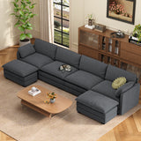 Jolifa 146" Modular Cloud Couch, U-Shaped Sectional Sofa with 2 Ottomans & 6 Pillows, Deep Seating Chenille Sofa for Large Living Room, Dark Grey (No ratings yet)