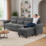 Aiho 93” L-Shape Modern Sofa, Cloud Couch with Deep Seat, Modern Modular L-Shape Sofa Couch with Chaise, Upholstered Couches for Living Room Bedroom - Gray