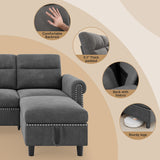 Aiho 93” L-Shape Modern Sofa, Cloud Couch with Deep Seat, Modern Modular L-Shape Sofa Couch with Chaise, Upholstered Couches for Living Room Bedroom - Gray