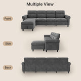 Aiho 93” L-Shape Modern Sofa, Cloud Couch with Deep Seat, Modern Modular L-Shape Sofa Couch with Chaise, Upholstered Couches for Living Room Bedroom - Gray