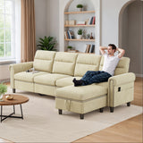 93” L-Shape Modern Sofa, Cloud Couch with Deep Seat, Modern Modular L-Shape Sofa Couch with Chaise, Upholstered Couches for Living Room Bedroom - Beige