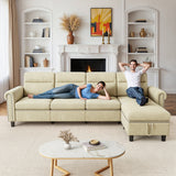 Asofer L Shaped Sectional Sofa with Storage Ottomans,Soft Suede Fabric,Soft Sponge & Memory Foam,Cloud-Like Sofa for Living Room