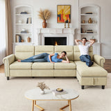 93” L-Shape Modern Sofa, Cloud Couch with Deep Seat, Modern Modular L-Shape Sofa Couch with Chaise, Upholstered Couches for Living Room Bedroom - Beige