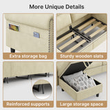 Asofer 106" L Shaped Sectional Sofa Couch, 4 Seat Suede Fabric Modular Sofa with Storage Ottoman for Living Room, Apartment and Office, Beige