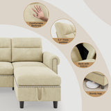 Asofer 106" L Shaped Sectional Sofa Couch, 4 Seat Suede Fabric Modular Sofa with Storage Ottoman for Living Room, Apartment and Office, Beige