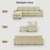 93” L-Shape Modern Sofa, Cloud Couch with Deep Seat, Modern Modular L-Shape Sofa Couch with Chaise, Upholstered Couches for Living Room Bedroom - Beige