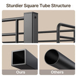 Asofer Twin Metal Loft Bed Frame w/Desk & CPU Station, Charging & RGB Lights, Safety Rails - Black