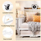 Asofer Twin Daybed, Pop-Up Trundle w/Steel Frame & Slat Support, White