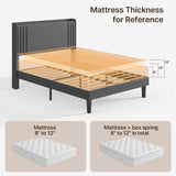 Asofer Full Bed Frame with Charging Station and LED Lights,Upholstered Wingback Platform Bed with Wooden Slats,Dark Gray