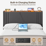 Asofer Queen Bedroom Furniture Set, Bed Frame with Charging Station, 2 Nightstands, 6 Drawer Dressers & 8 Drawer Dressers