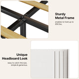 Quiet Full Platform Bed Frame with Headboard, Tool-Free Setup, Sturdy 850lb Support & Under Bed Storage, White