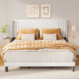 Asofer 6-Piece White Bedroom Set: King Bed Frame, LED Vanity, 2 Drawer Dressers and 2 Charging Nightstands