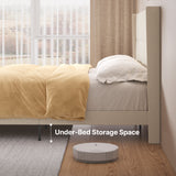 King-size Bed Frame with Wing-back Headboard, Asofer Upholstered Platform Bed with Minimalist Headboard for the Bedroom Beige.