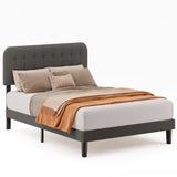 Asofer Queen Bed Frame with Headboard with Sturdy Wooden Slats Support, No Box Spring Needed/Noise Free，Bedroom Furniture,Dark Gray