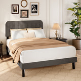 Asofer Queen Bed Frame with Headboard with Sturdy Wooden Slats Support, No Box Spring Needed/Noise Free，Bedroom Furniture,Dark Gray
