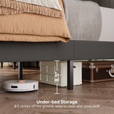 Asofer Full Bed Frame with Headboard, with Sturdy Wooden Slats,No Box Spring Needed, Modern Bedroom Furniture,Dark Gray