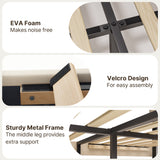 Asofer Queen Bed Frame with Headboard, Noise-Free, No Box Spring Needed, Beige