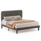 Asofer King Bed Frame with Headboard, Noise-Free, No Box Spring Needed, Easy Assembly, Modern Bedroom Furniture,Dark Gray