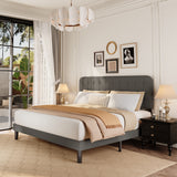 Asofer King Bed Frame with Headboard, Noise-Free, No Box Spring Needed, Easy Assembly, Modern Bedroom Furniture,Dark Gray