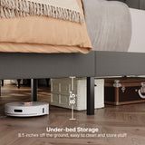 Asofer King Bed Frame with Headboard, Noise-Free, No Box Spring Needed, Easy Assembly, Modern Bedroom Furniture,Dark Gray