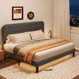 Asofer King Bed Frame with Headboard, Noise-Free, No Box Spring Needed, Easy Assembly, Modern Bedroom Furniture,Dark Gray