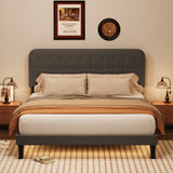 Asofer King Bed Frame with Headboard, Noise-Free, No Box Spring Needed, Easy Assembly, Modern Bedroom Furniture,Dark Gray