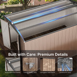 Asofer 8 x 12 FT Galvanized Metal Outdoor Storage Shed, Weatherproof Shed with Gable Roof, 4 Vents & Lockable Double Doors for Backyard Patio Lawn, Light Brown
