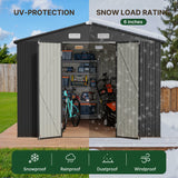 Asofer 10x10ft Outdoor Storage Shed, Large Utility Metal Tool Shed Lockable Doors & Vented Windows for Backyard, Patio, Lawn, Gray