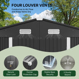 Asofer 10x10ft Outdoor Storage Shed, Large Utility Metal Tool Shed Lockable Doors & Vented Windows for Backyard, Patio, Lawn, Gray