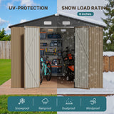Asofer 10x10 FT Outdoor Storage Shed, Large Utility Metal Tool Shed Lockable Doors & Vented Windows for Backyard, Patio, Lawn, Brown