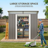 Asofer 6'x4' Shed and Outdoor Storage, Metal Shed with Sliding Doors & Vents for Garden, Backyard, Patio, Dark Gray