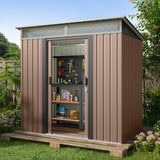 Asofer 6'x4' Outdoor Storage Shed with Sliding Lockable Doors, Transparent Panel Windows, Versatile Tool Bike Shed for Backyard, Patio