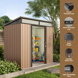 Asofer 6'x4' Outdoor Storage Shed with Sliding Lockable Doors, Transparent Panel Windows, Versatile Tool Bike Shed for Backyard, Patio