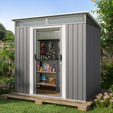 Asofer 6'x4' Shed and Outdoor Storage, Metal Shed with Sliding Doors & Vents for Garden, Backyard, Patio, Dark Gray