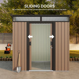 Asofer 6'x4' Outdoor Storage Shed with Sliding Lockable Doors, Transparent Panel Windows, Versatile Tool Bike Shed for Backyard, Patio
